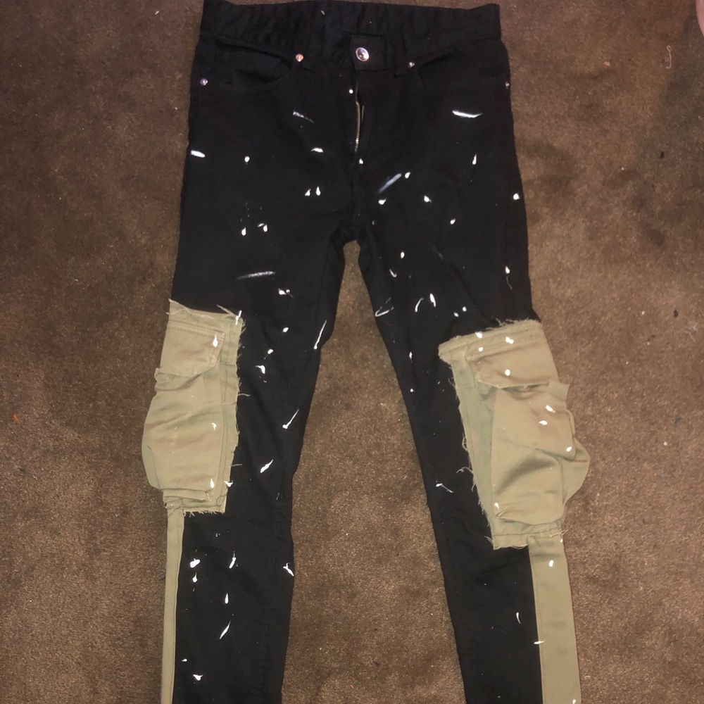 Black and green cargo pants
